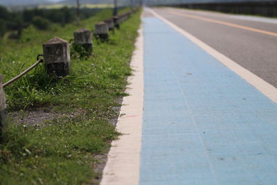 View of empty road along plants