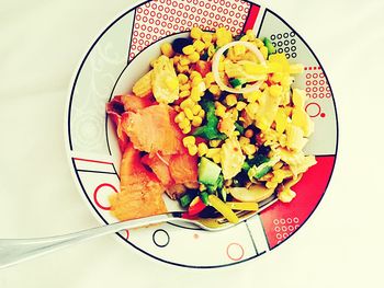 High angle view of food in plate