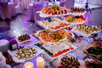 High angle view of food on table