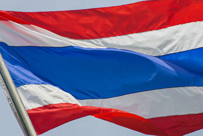 Close-up of flag against blue sky