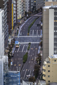 High angle view of city street