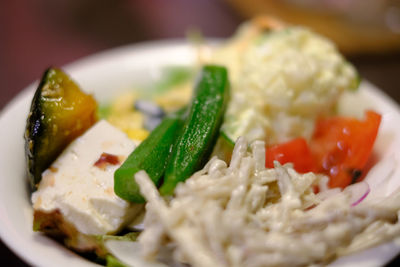 Close-up of meal served in plate