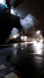 Illuminated street light at night