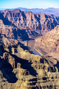 High angle view of rock formations in water