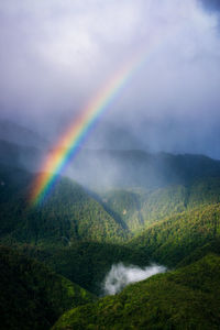 Scenic view of rainbow against sky