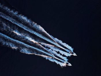 High angle view of boats on sea