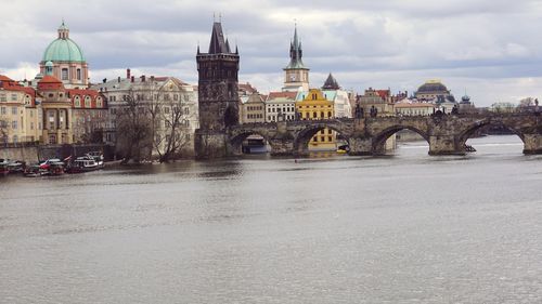 View of bridge over river in prague