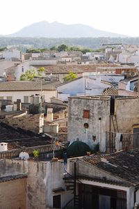 High angle view of townscape against sky