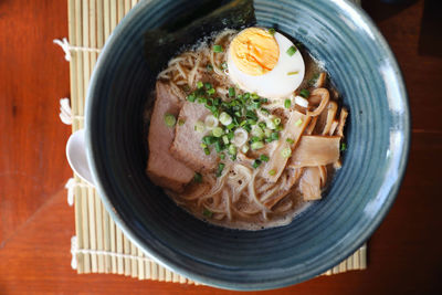 High angle view of food in bowl