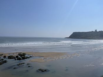 Scenic view of sea against clear sky