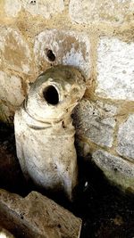 High angle view of hole on wall