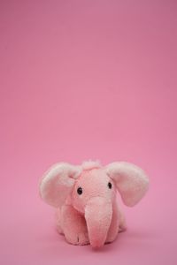 Close-up of stuffed toy over pink background