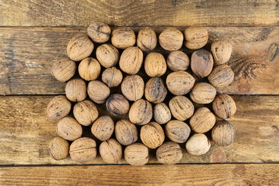 Directly above shot of walnuts on table