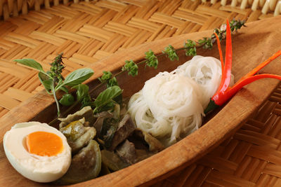 High angle view of food on table
