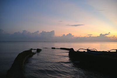 Scenic view of sea at sunset