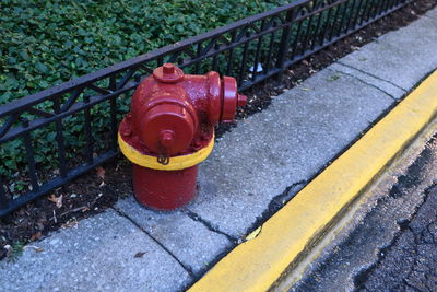 High angle view of fire hydrant on street