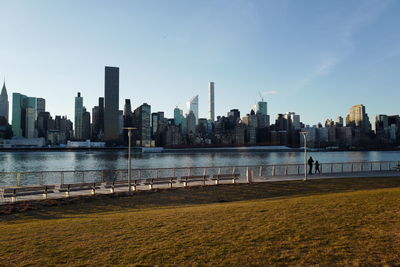 City skyline with waterfront