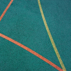 High angle view of markings on basketball turf