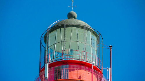 Low angle view of lighthouse against clear sky