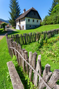 Traditional buildings of wood and rock in the village of kumrovec, birthplace of  tito, croatia