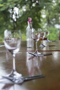 Close-up of wine in glass on table