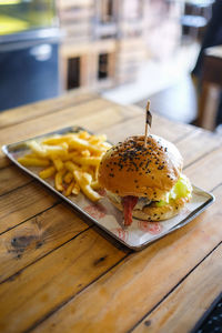 Close-up of food on table