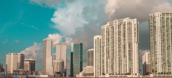 Panoramic view of modern buildings against sky