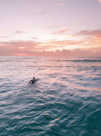 Scenic view of sea against sky during sunset