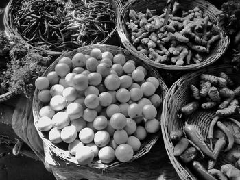 High angle view of fruits for sale in market