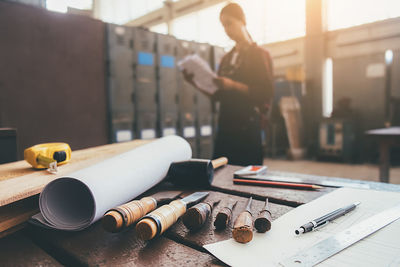 Man working on table