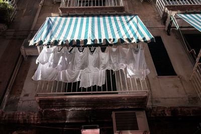 High angle view of clothes drying on clothesline