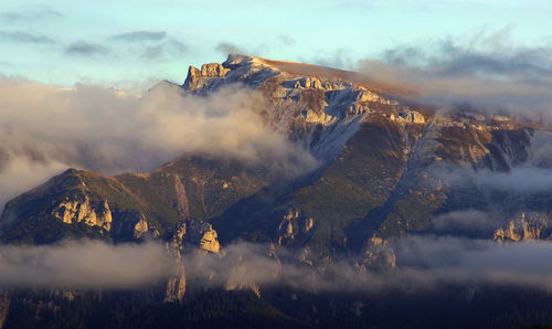 Aerial view of mountains against sky