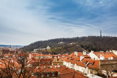 Petrin hill and the beautiful prague city old town seen form the prague castle viewpoint