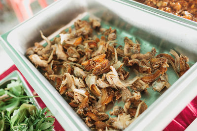 High angle view of seafood in plate