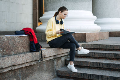 Study tips for back to school, habits of successful students. outdoor portrait of student girl with