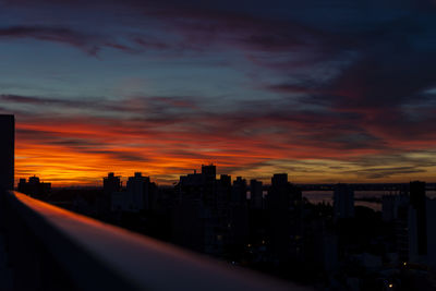 Silhouette buildings against sky during sunset