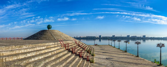 Dnipro, ukraine. ball of desires on the dnipro embankment in ukraine on a sunny summer day