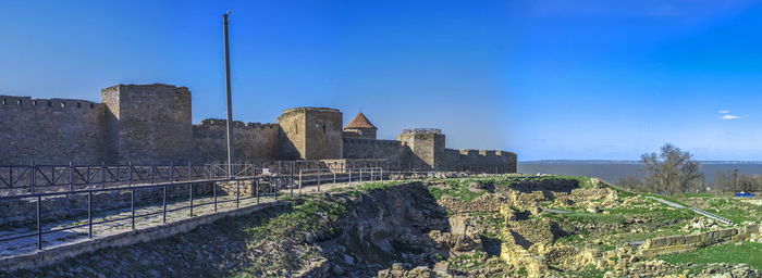 View of historic building against blue sky