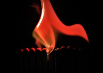Close-up of fire against black background