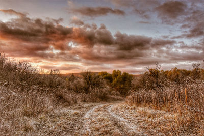 Scenic view of sand dunes against sky