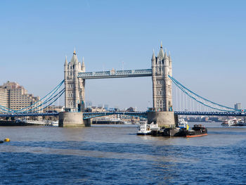 Suspension bridge over river