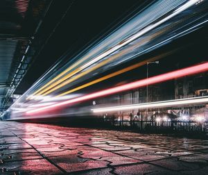 Light trails at railroad station