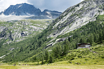 Scenic view of landscape and mountains against sky