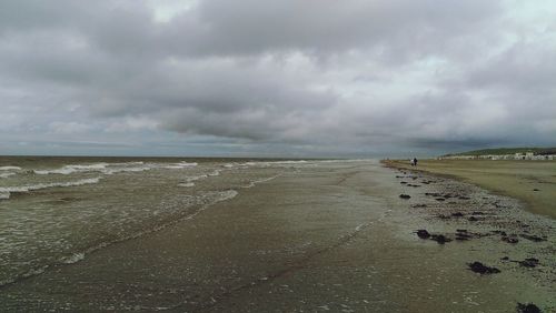 Scenic view of sea against cloudy sky