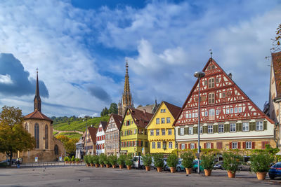 View of marktplatz square in esslingen am neckar, germany