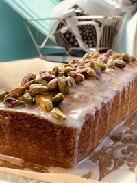 Close-up of cake on table