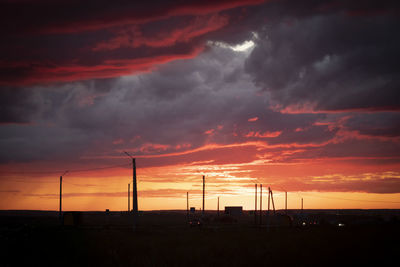 Scenic view of dramatic sky during sunset