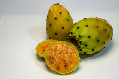 High angle view of fruits in plate