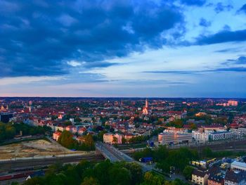 High angle view of townscape against sky