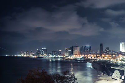 City lit up at night